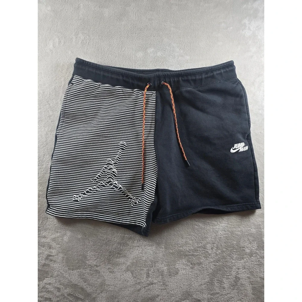 Jordan Jumpman Sweat Shorts Men XL Black Striped Graphic Athleisure DJ0186 *Read